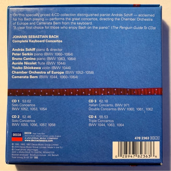 Complete Keyboard Concertos by Peter Serkin CD Bach 2010 Decca AS IS NO BOOKLET - Picture 2 of 6